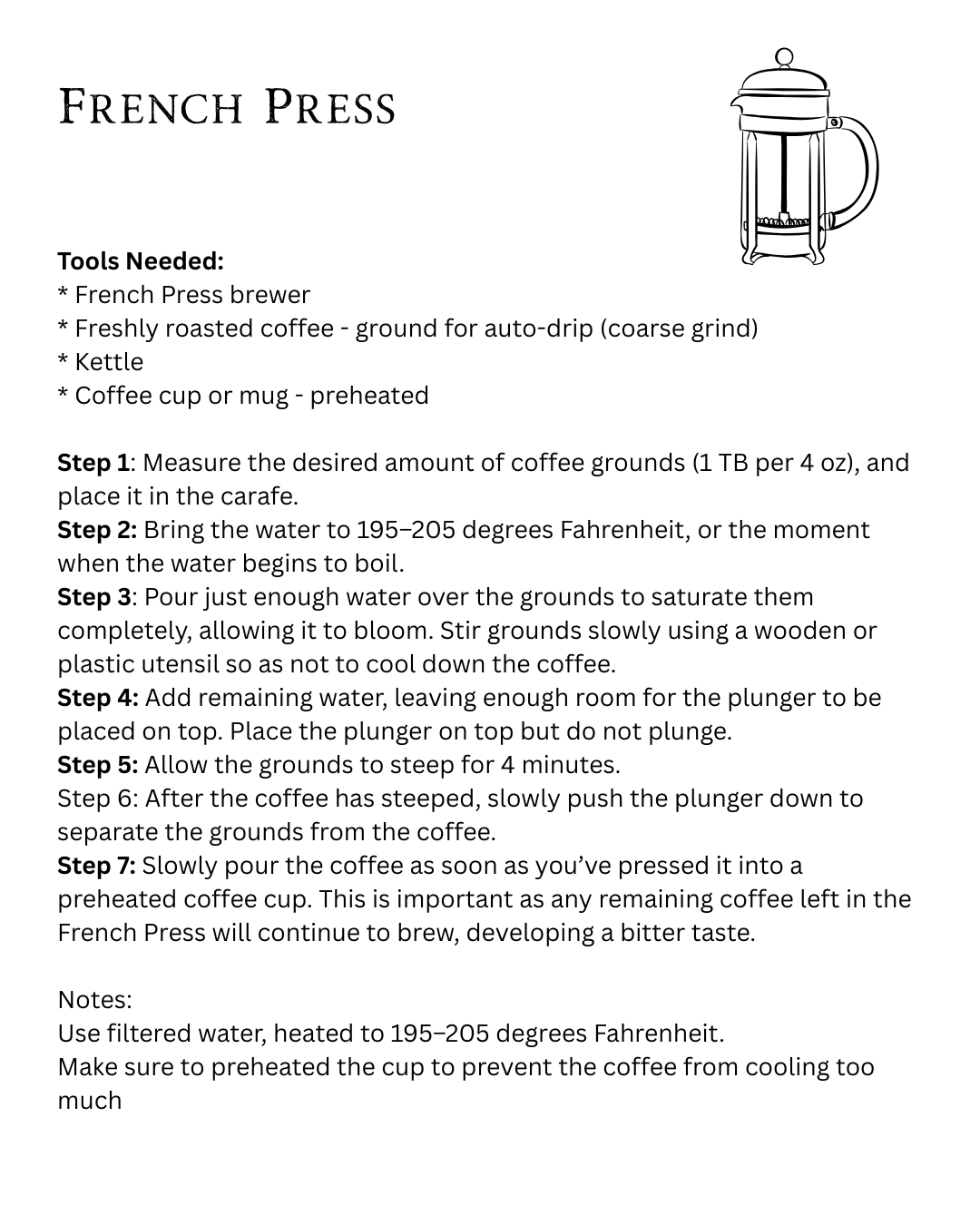 Instruction for french press