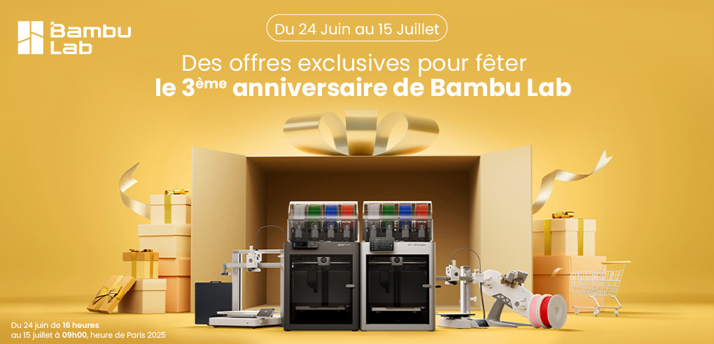 🎉 3 ans de Bambu Lab – Offres Exclusives sur les imprimantes et packs